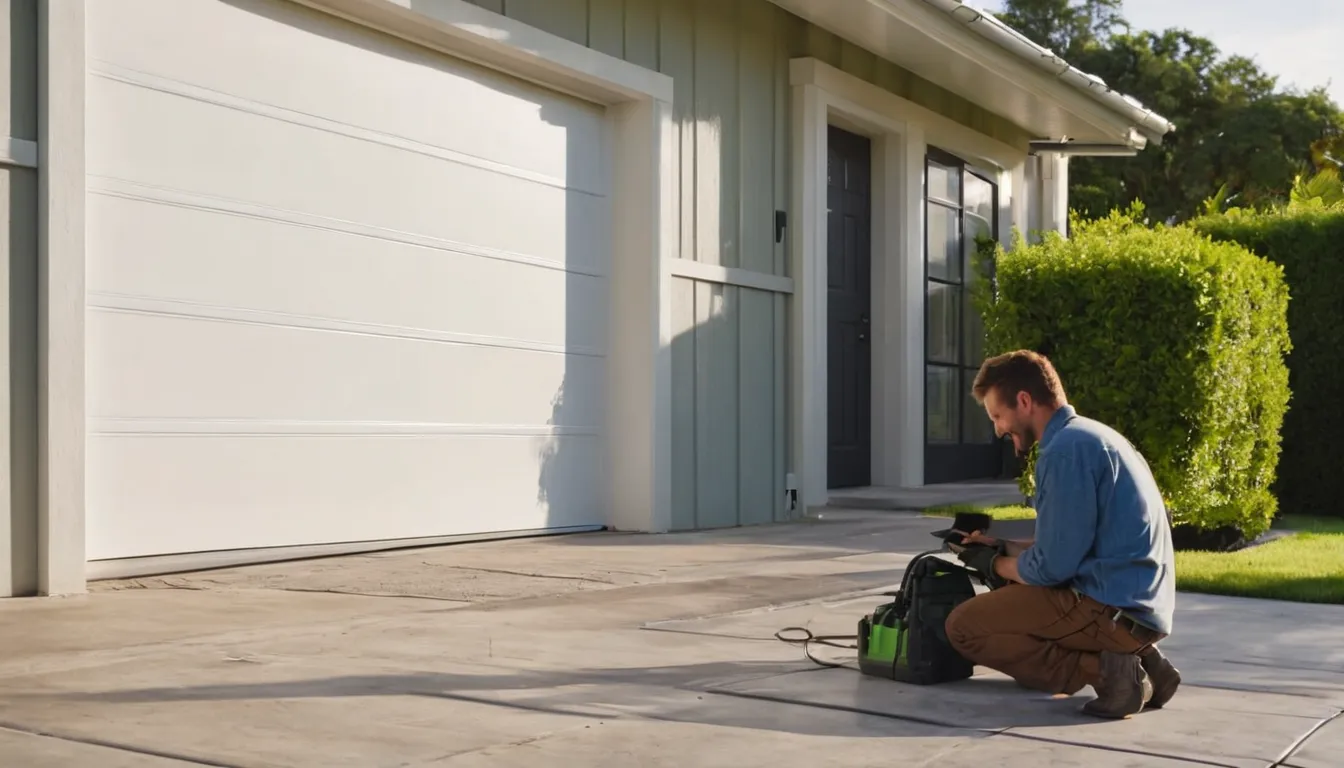 A local provider checking the track and springs of a residential garage door near Winter Park