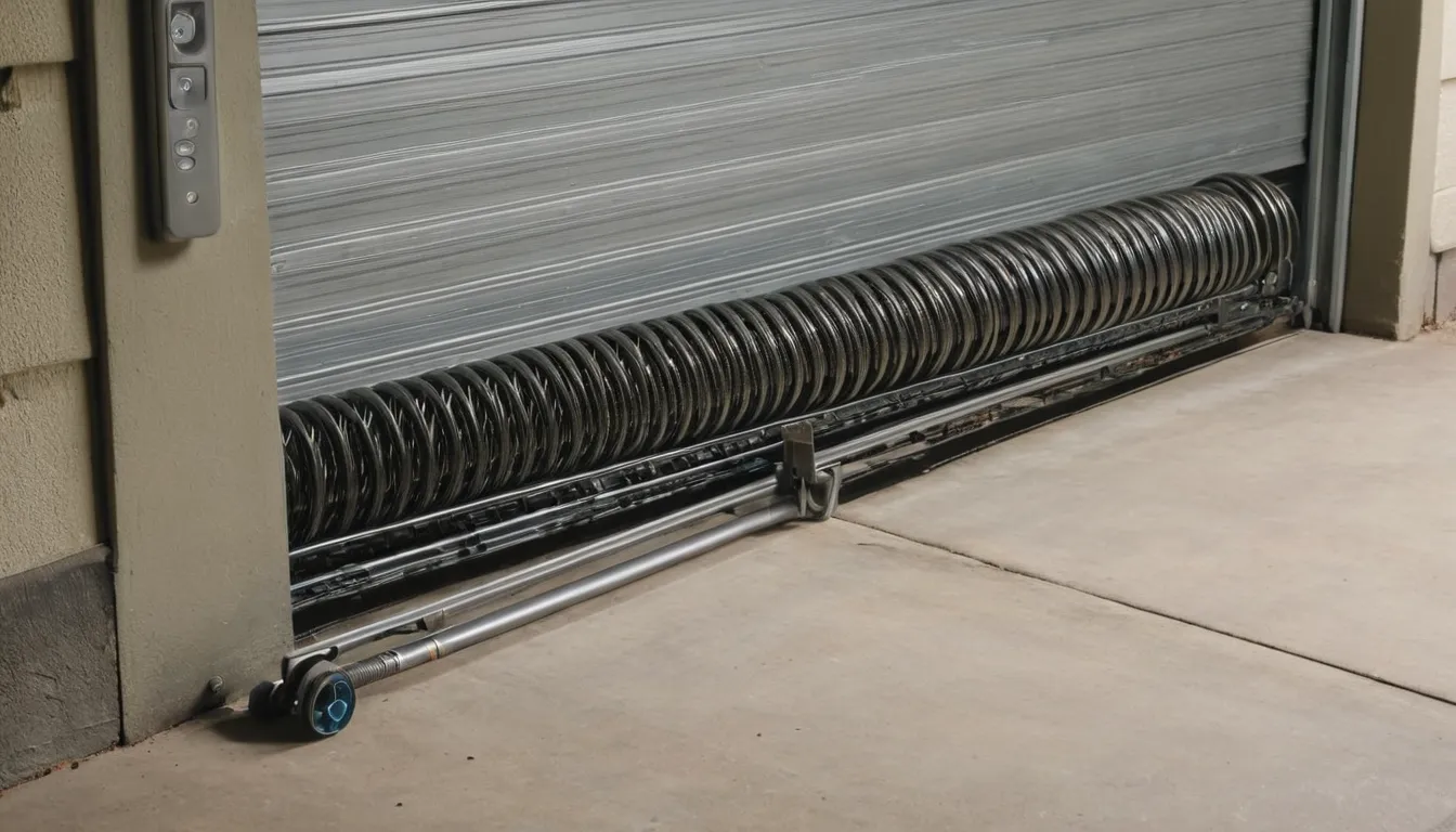 Close-up of a garage door track and spring in the Winter Park area