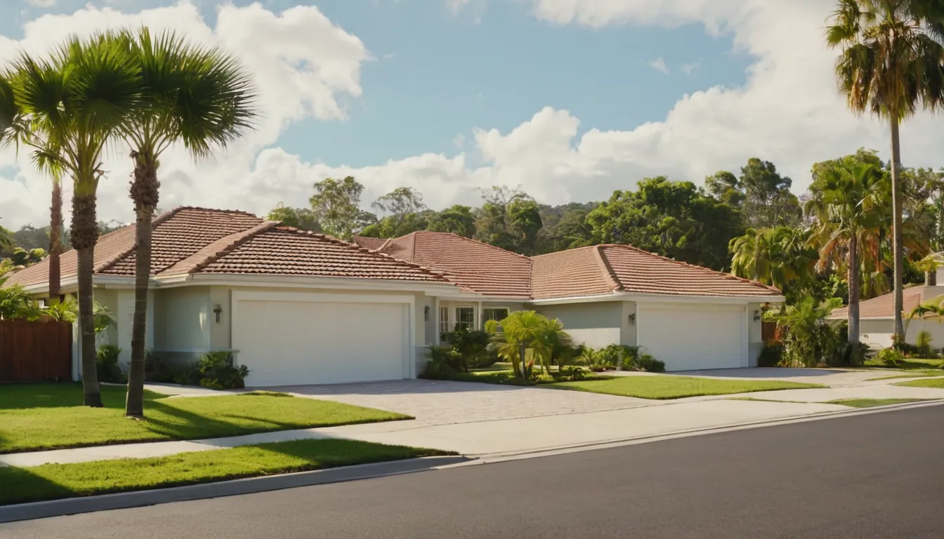 A suburban street in Winter Park with garage doors on neighboring homes